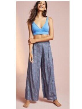 Floreat Wide-Leg Bottoms, Cami, and Sleep Mask Set in Purple Motif – Size Small